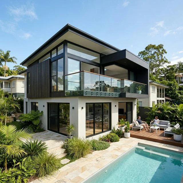 Home extension exterior with seamless integration